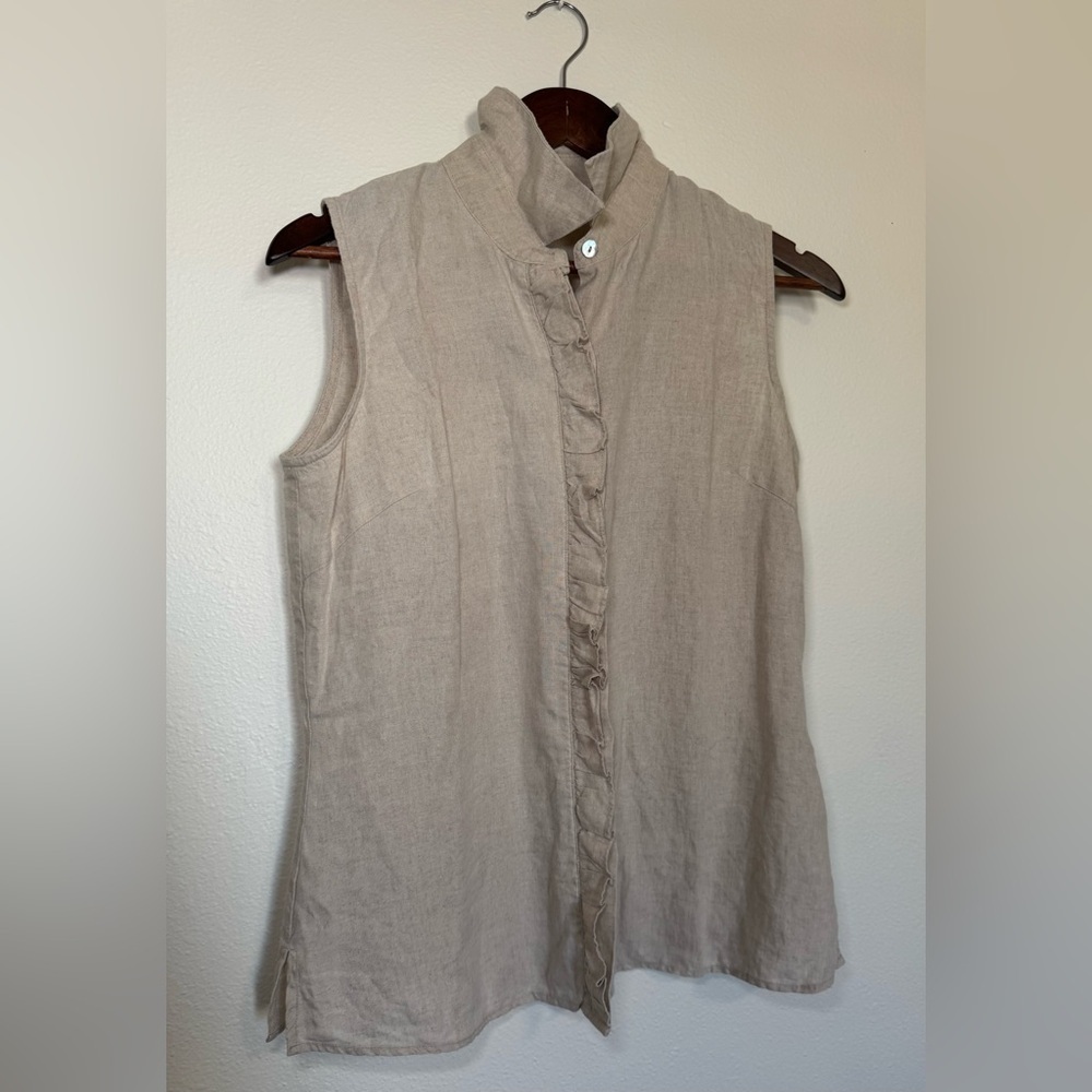 Richard Malcolm 100% Irish linen sleeveless blouse size small